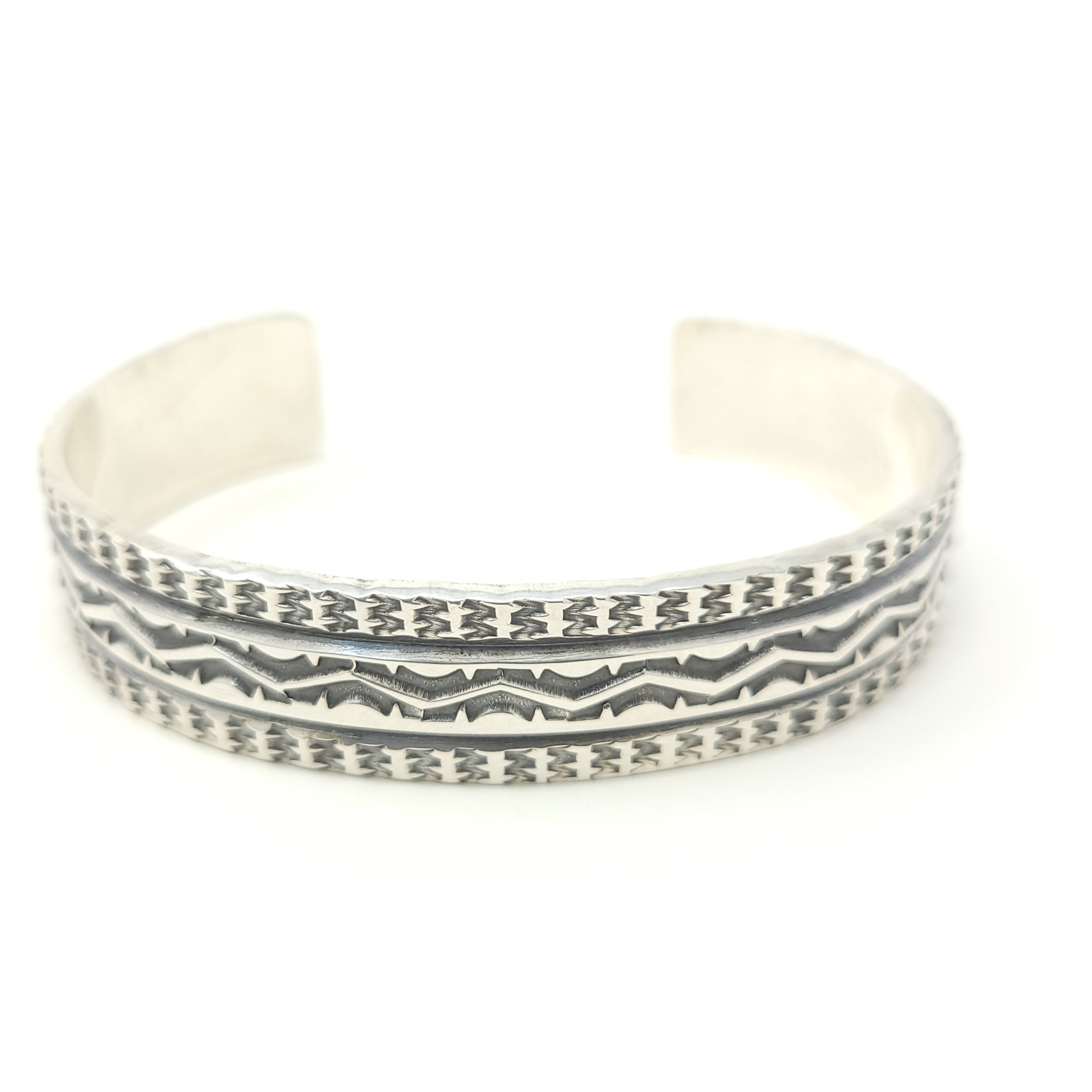 Sunshine Reeves Sterling Silver Handmade Stamped Cuff Bracelet Stacker Style