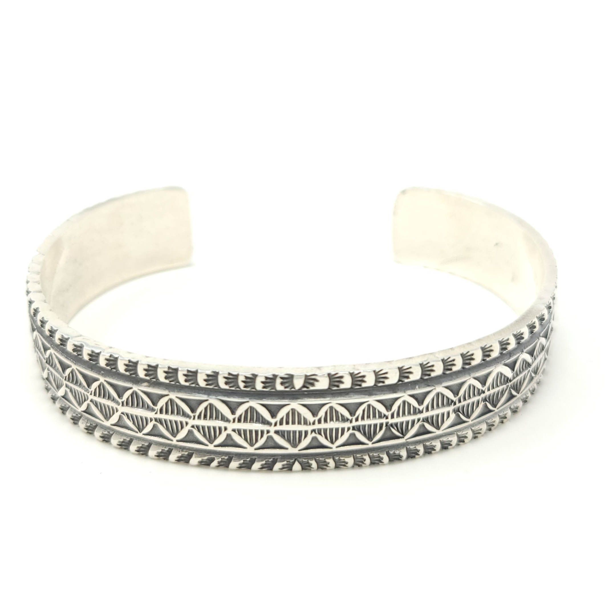 Sunshine Reeves Sterling Silver Cuff Bracelet Handmade Stamped Stacker Style